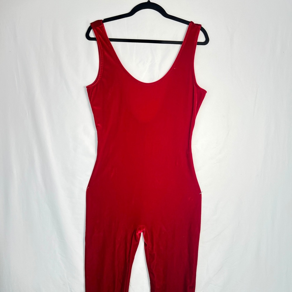 Red Velvet‎ Sleeveless Full Length Jumpsuit Unitard - Picture 2 of 5
